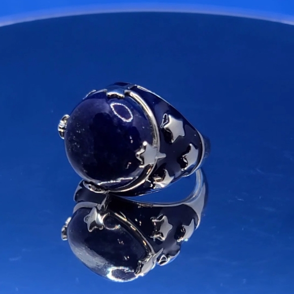 NWT Lapis Lazuli Solitaire Ring in Stainless Steel Size 5 - Picture 3 of 12
